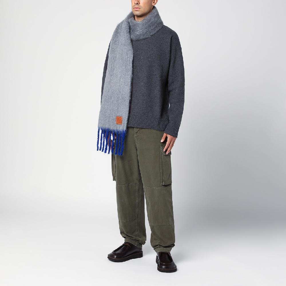 Loewe Sciarpa grigia/blu in mohair e lana Consegna Veloce