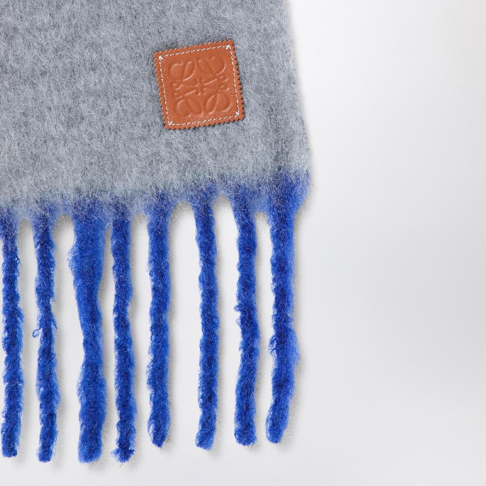 Loewe Sciarpa grigia/blu in mohair e lana Consegna Veloce