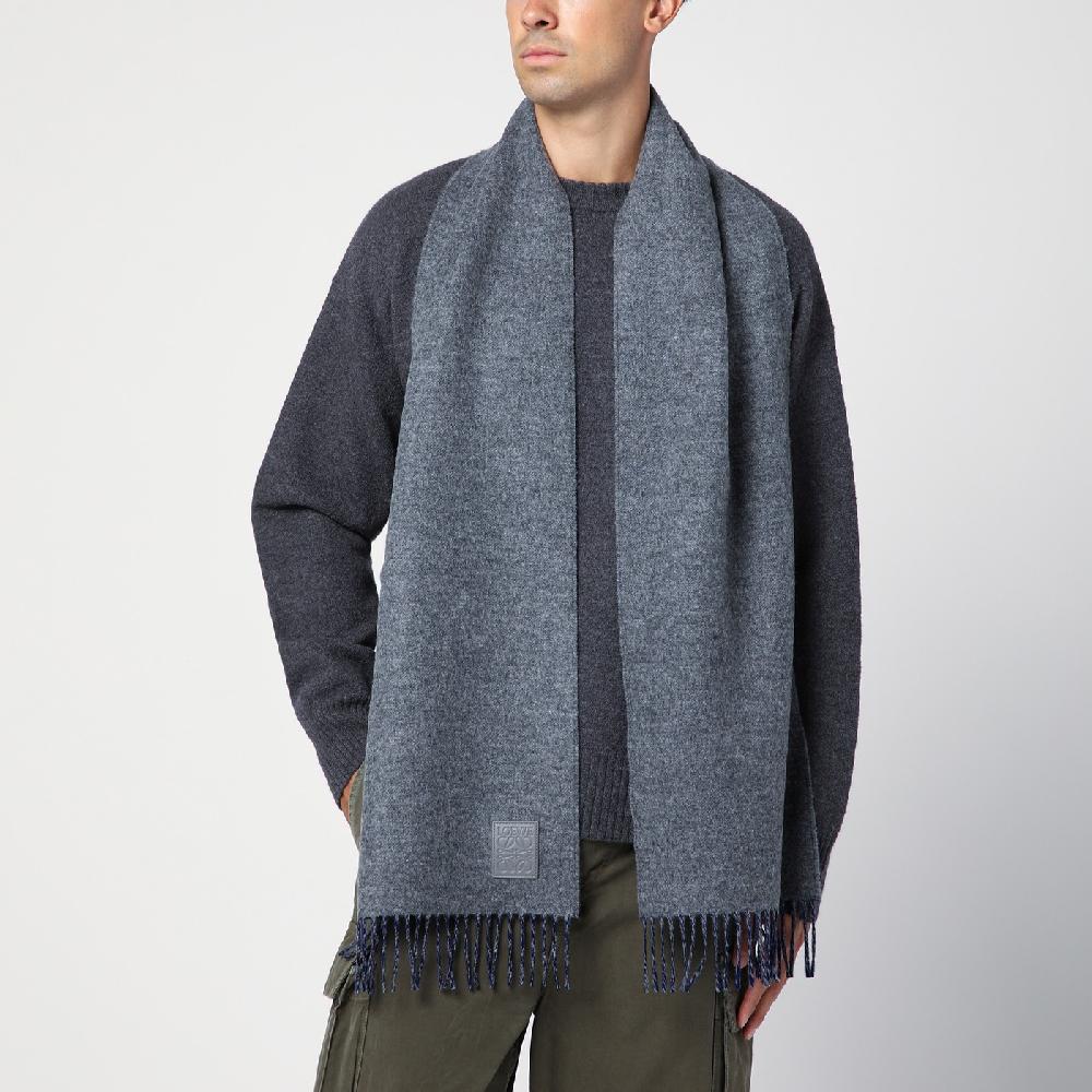 Loewe Sciarpa grigia/blu in lana e cashmere Promozione Limitata