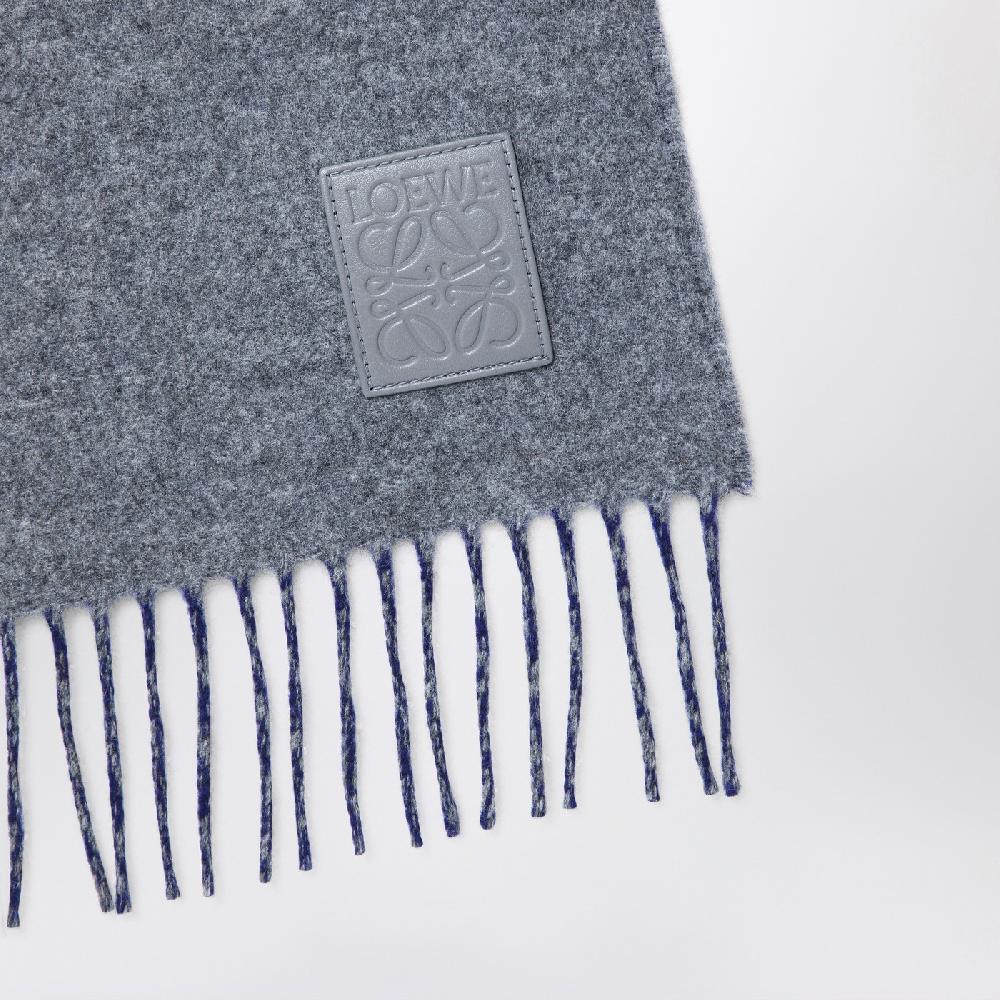 Loewe Sciarpa grigia/blu in lana e cashmere Promozione Limitata