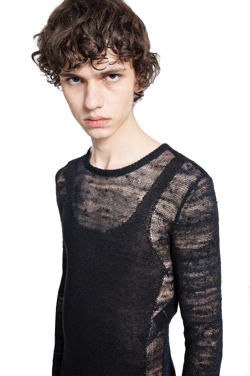 Antonioli ANN DEMEULEMEESTER MAN BLACK KNITWEAR Nuovo