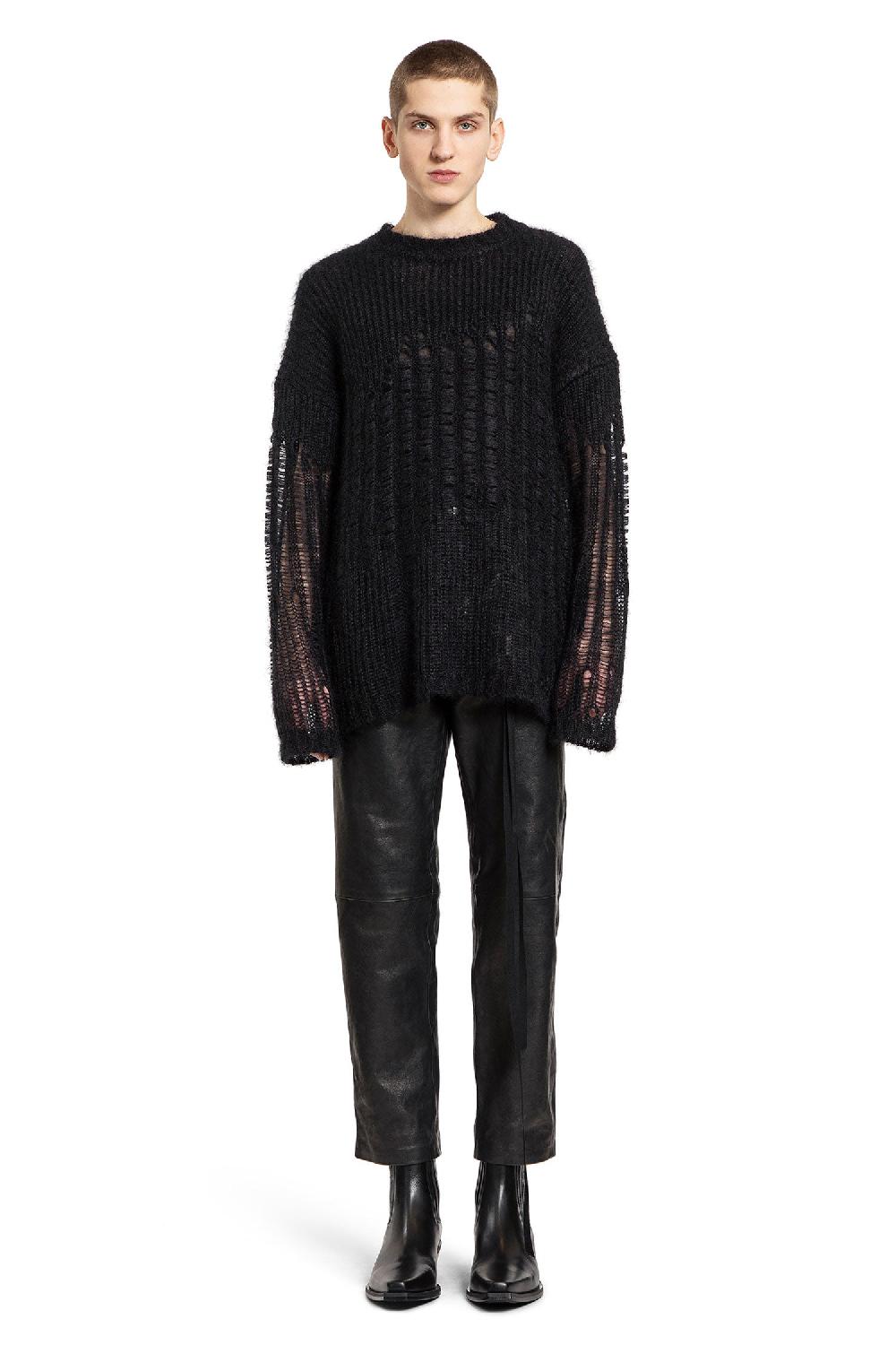 Antonioli ANN DEMEULEMEESTER MAN BLACK KNITWEAR Vendita