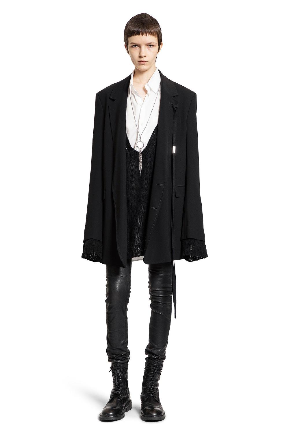 Antonioli ANN DEMEULEMEESTER WOMAN BLACK TROUSERS Sostegno trimestrale