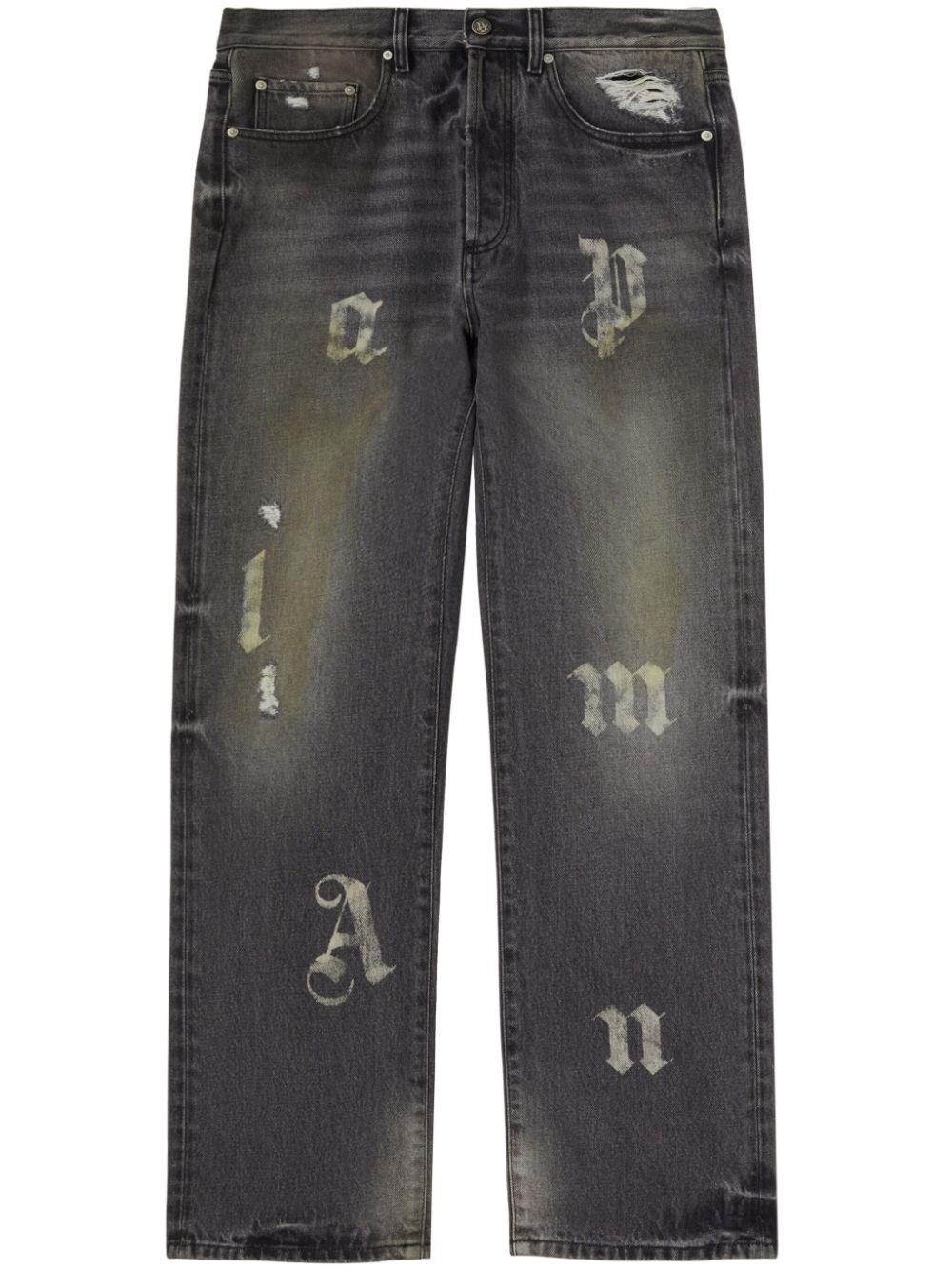 Palm angels `BW Logo Patch` 5-Pocket Jeans Italia