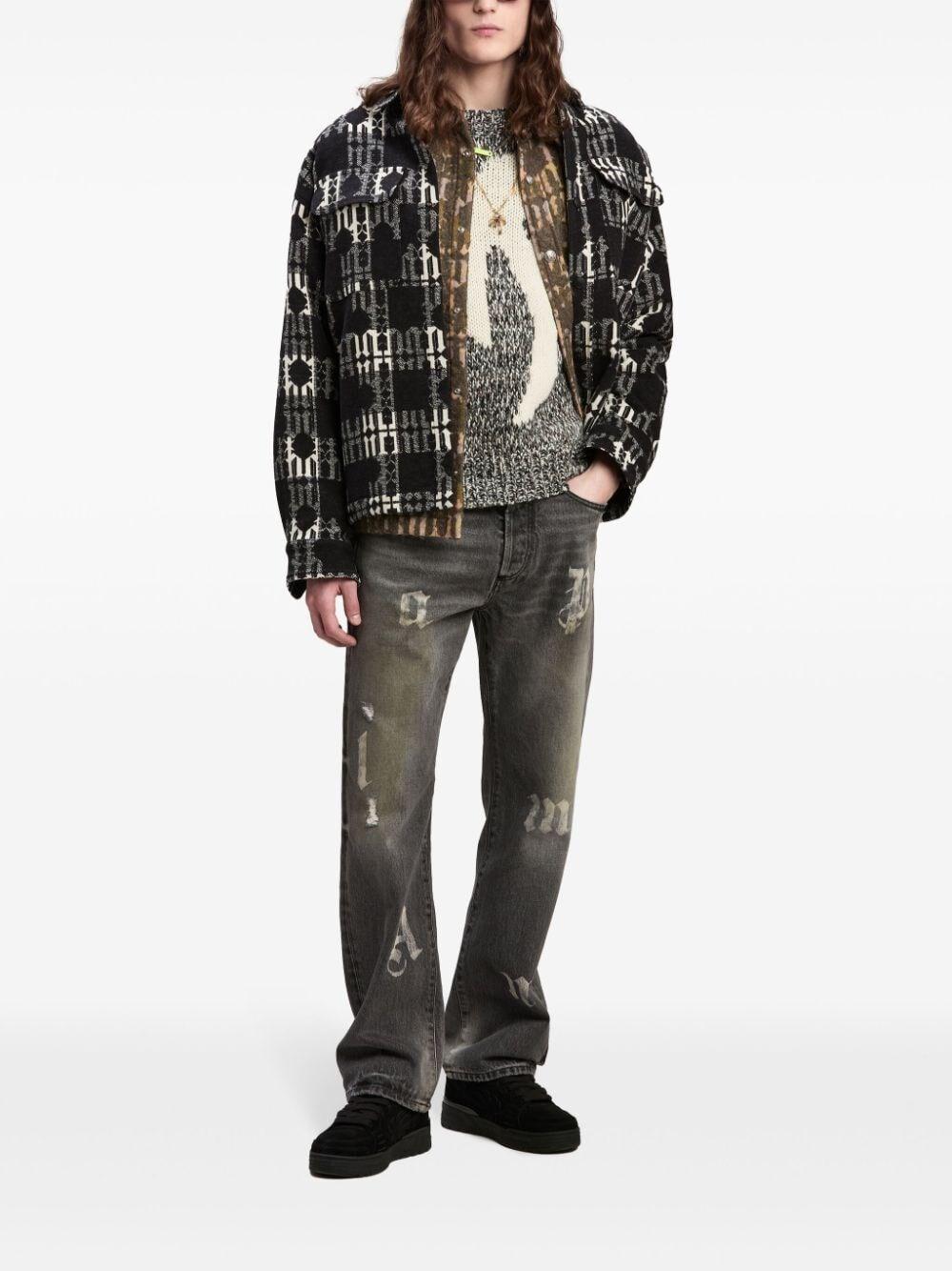 Palm angels `BW Logo Patch` 5-Pocket Jeans Italia
