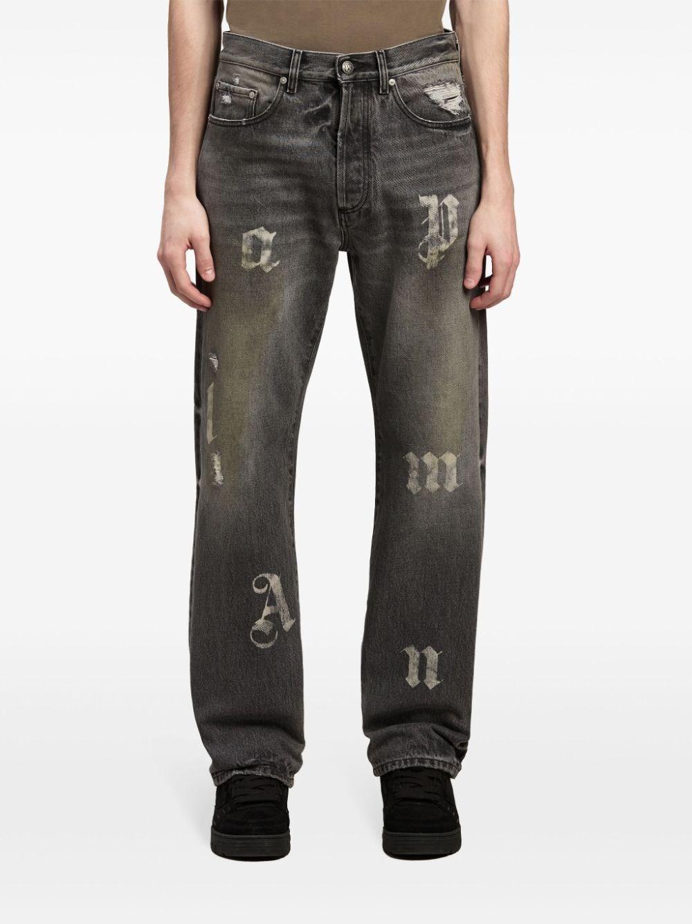 Palm angels `BW Logo Patch` 5-Pocket Jeans Italia
