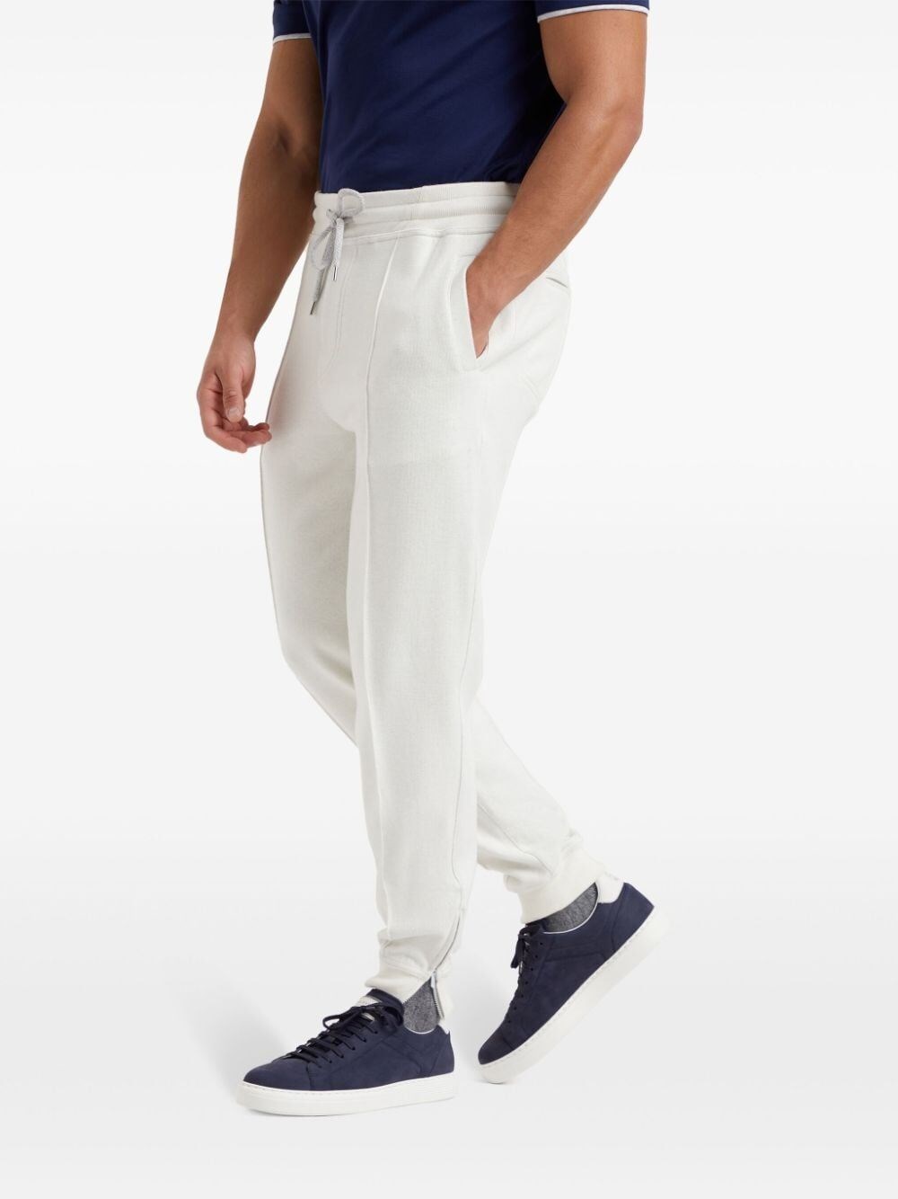 Brunello cucinelli Pants With Crête Detail And Elasticated Zipper Cuffs Saldi