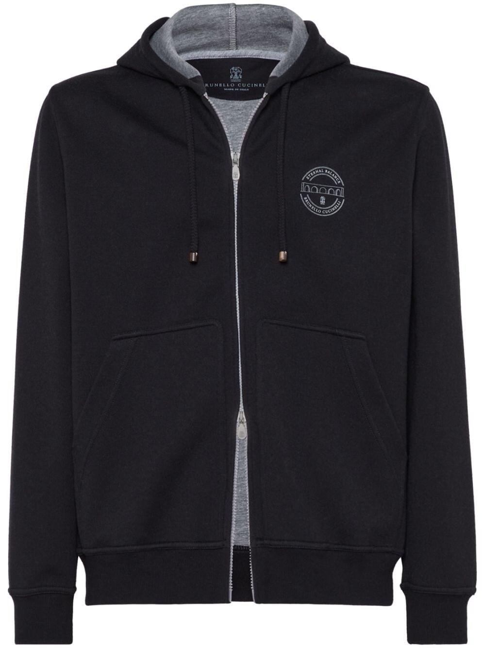 Brunello cucinelli Hooded Sweatshirt With Zipper And Print Offerte