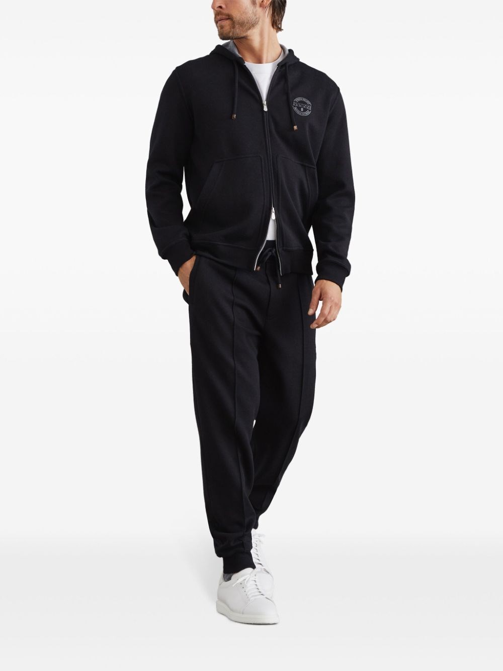 Brunello cucinelli Hooded Sweatshirt With Zipper And Print Offerte