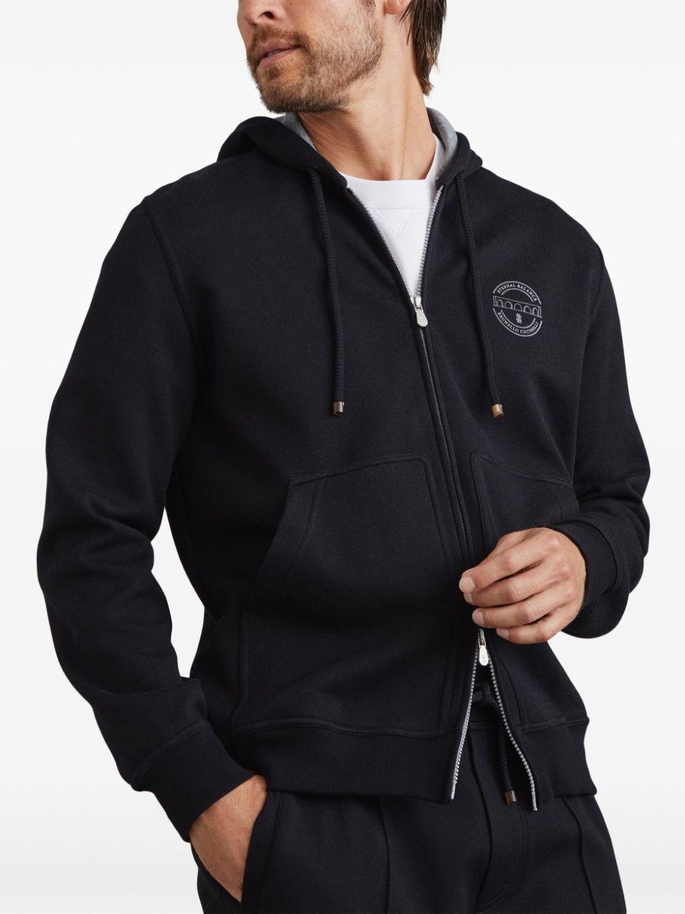 Brunello cucinelli Hooded Sweatshirt With Zipper And Print Offerte