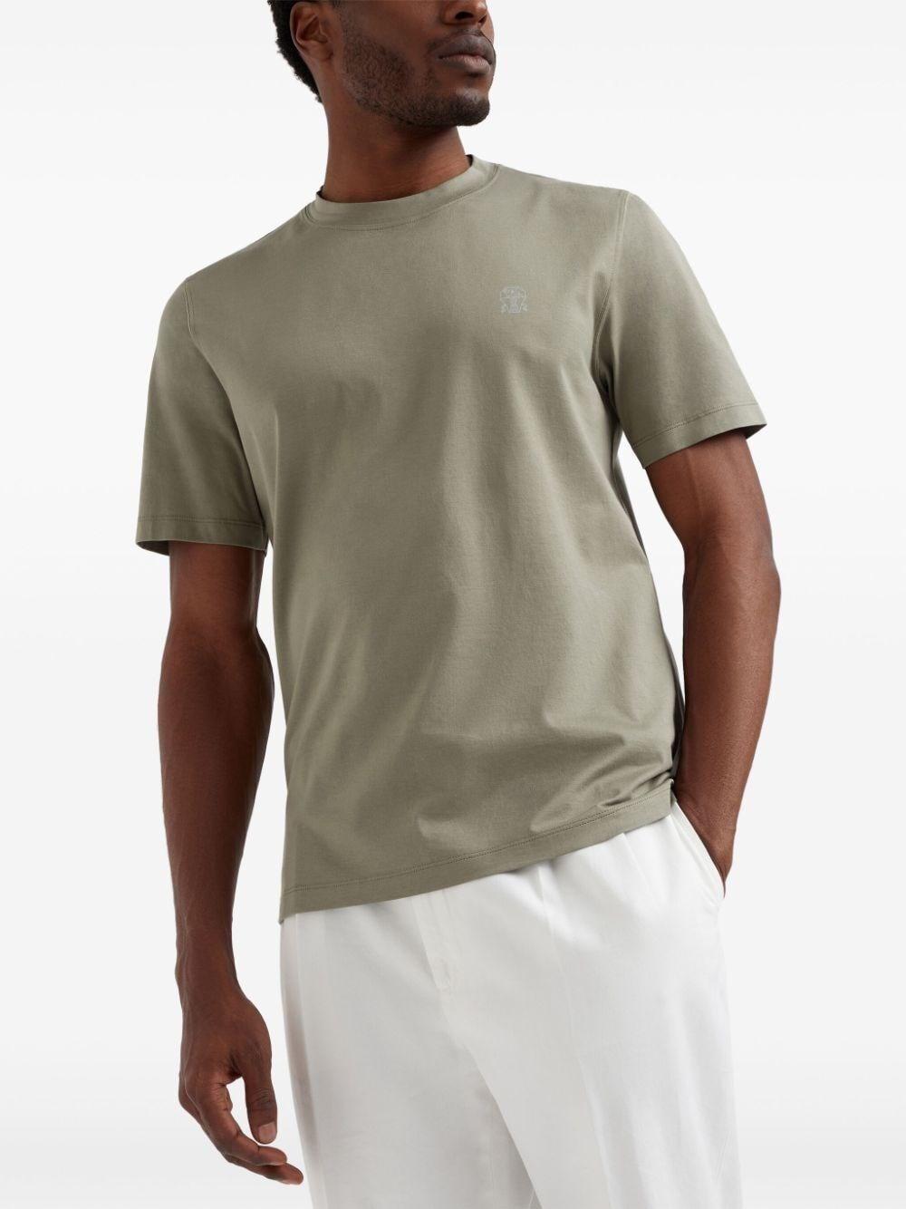 Brunello cucinelli Crew-Neck T-Shirt With Printed Logo Vendita Economica