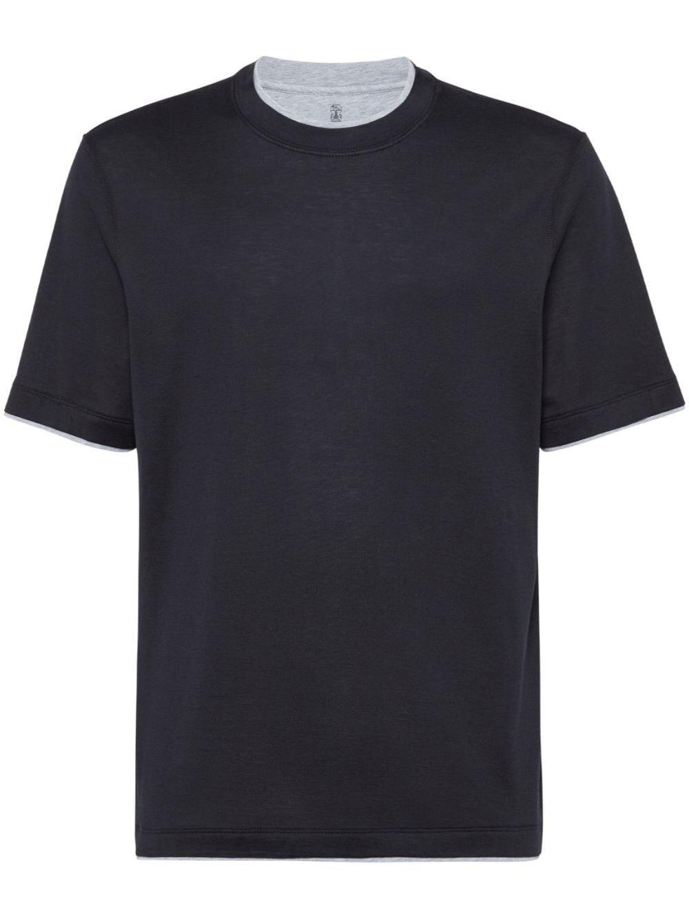 Brunello cucinelli Crew Neck T-Shirt With Faux-Layering Qualità Garantita