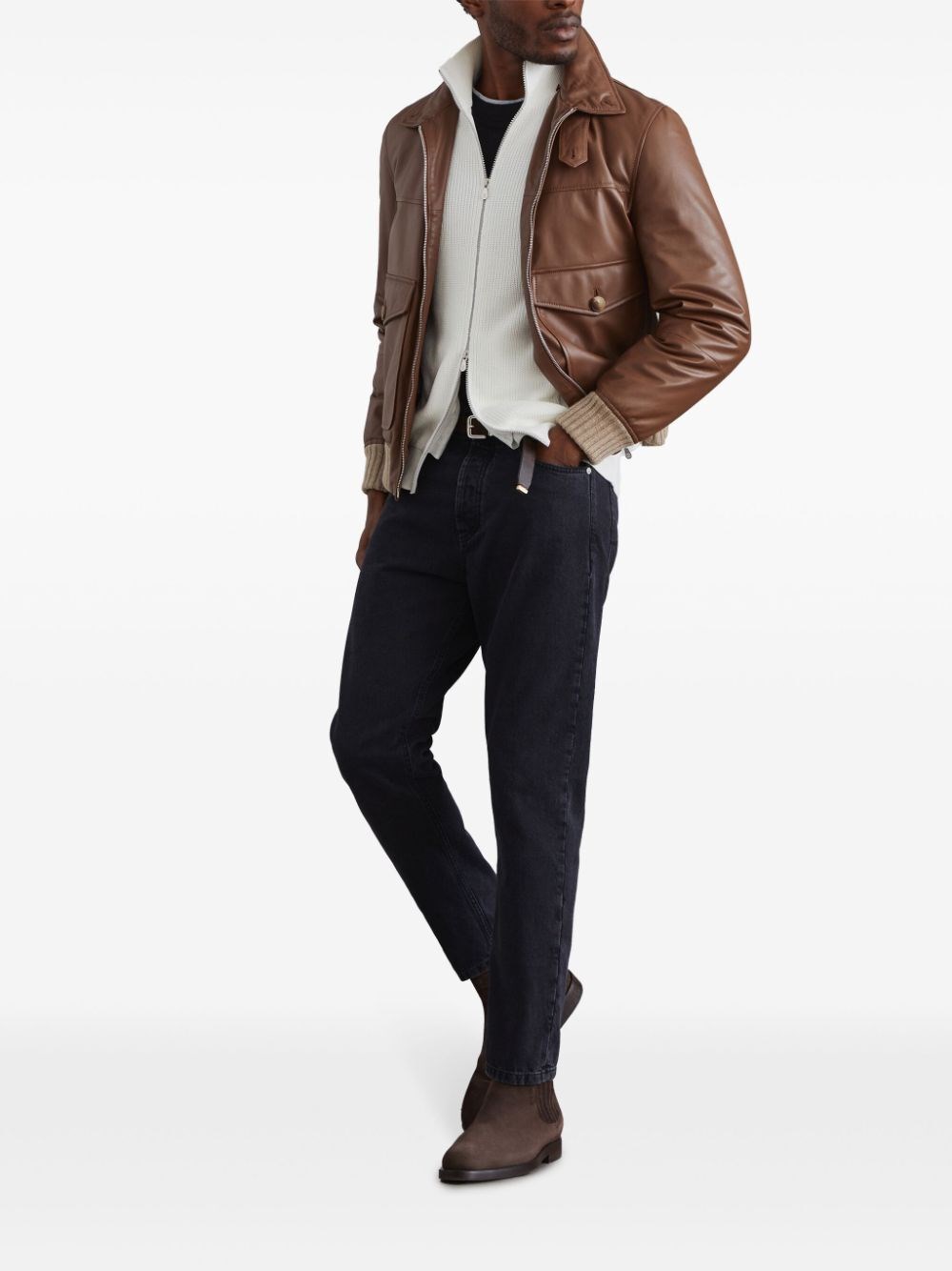 Brunello cucinelli Crew Neck T-Shirt With Faux-Layering Qualità Garantita