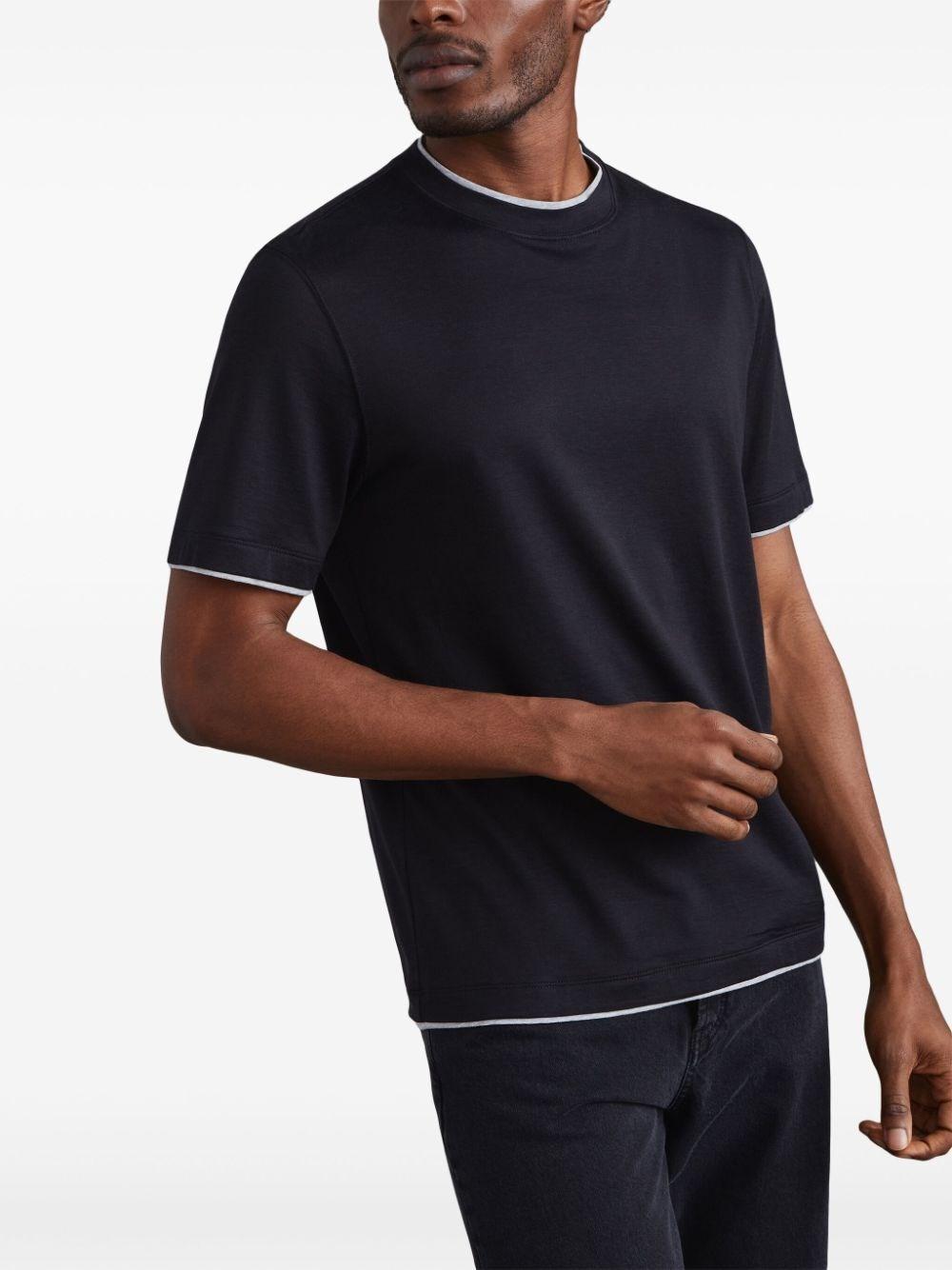 Brunello cucinelli Crew Neck T-Shirt With Faux-Layering Qualità Garantita