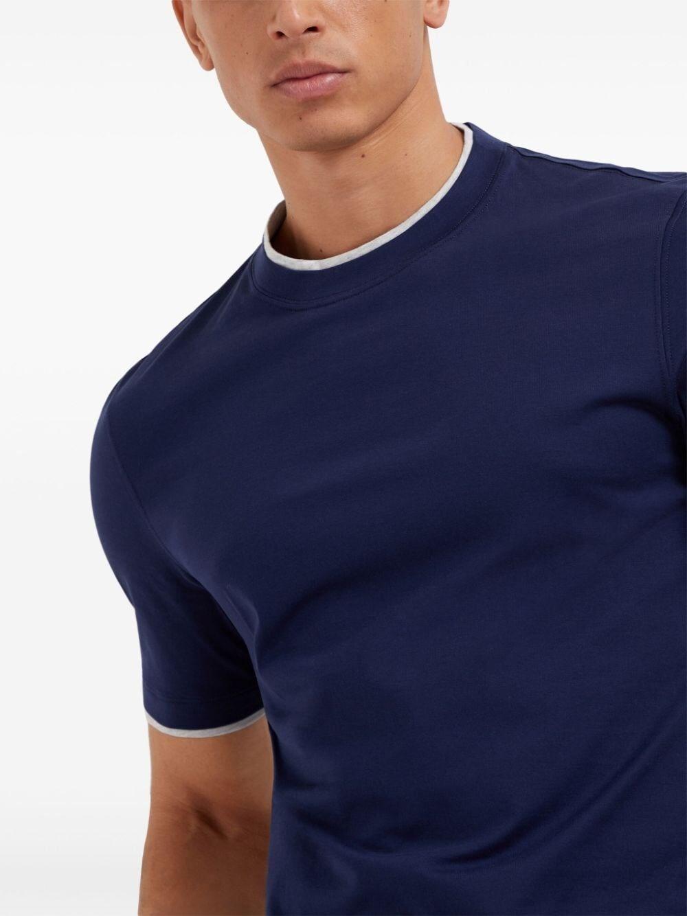 Brunello cucinelli Crew-Neck T-Shirt With Faux-Layering Prezzo Ridotto