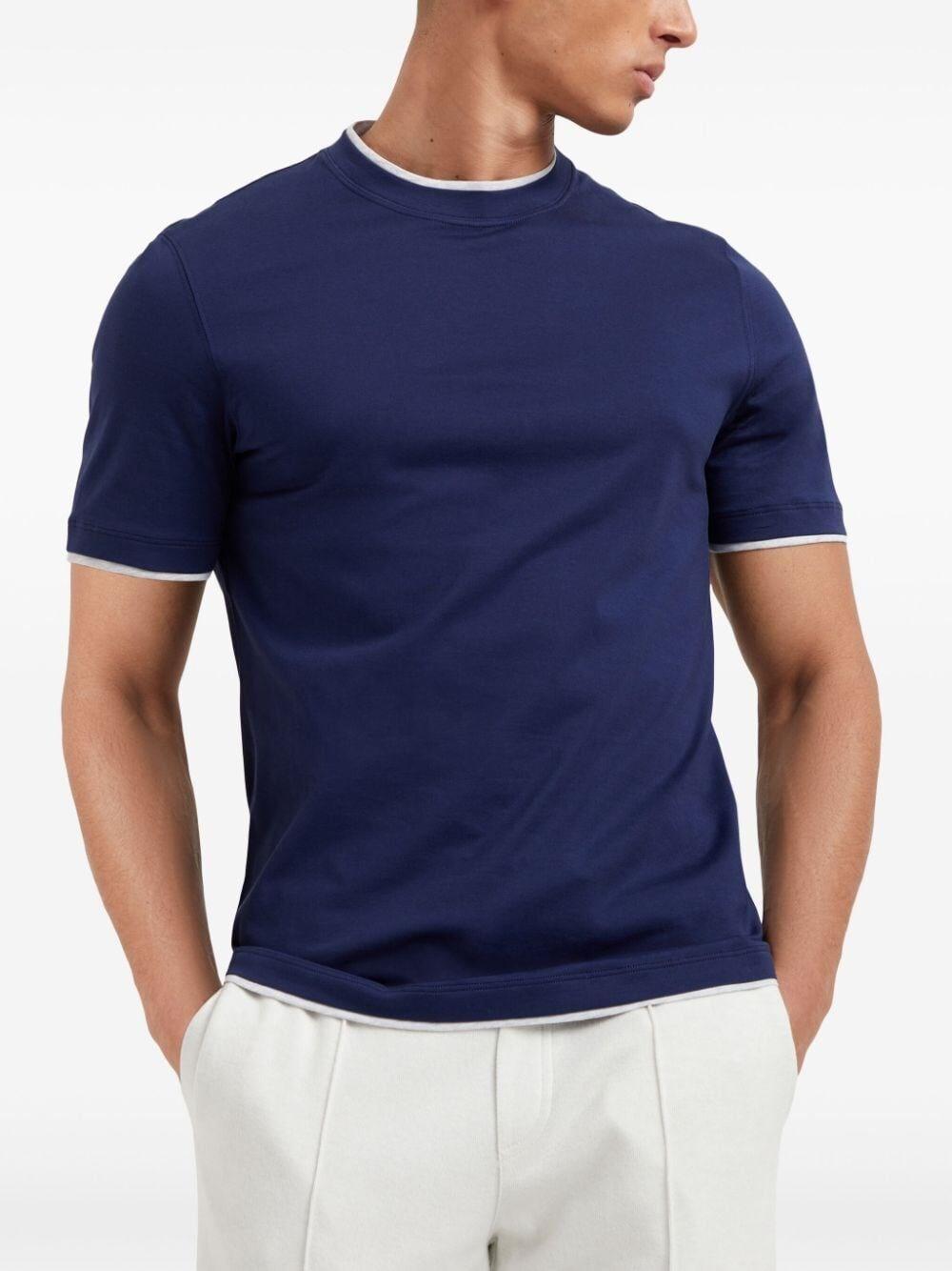 Brunello cucinelli Crew-Neck T-Shirt With Faux-Layering Prezzo Ridotto