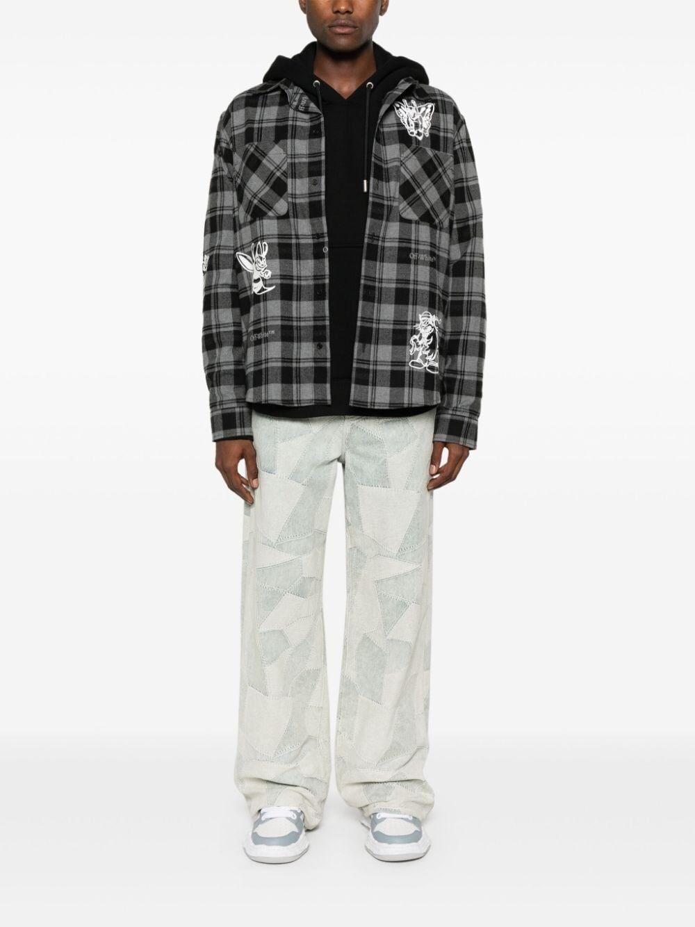 Off white `Character` Check Flannel Shirt Moda