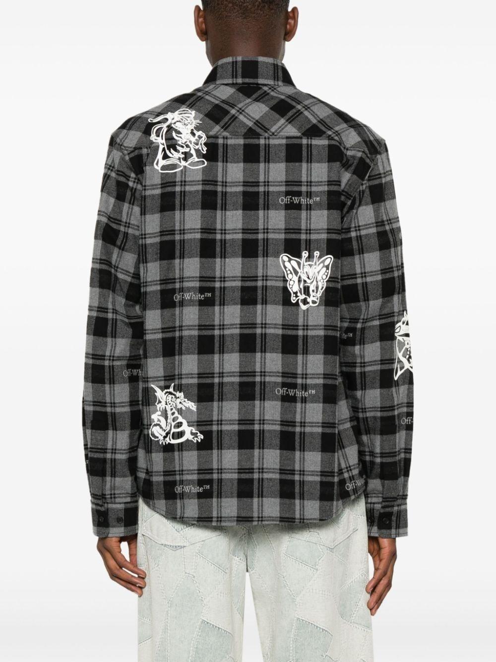 Off white `Character` Check Flannel Shirt Moda