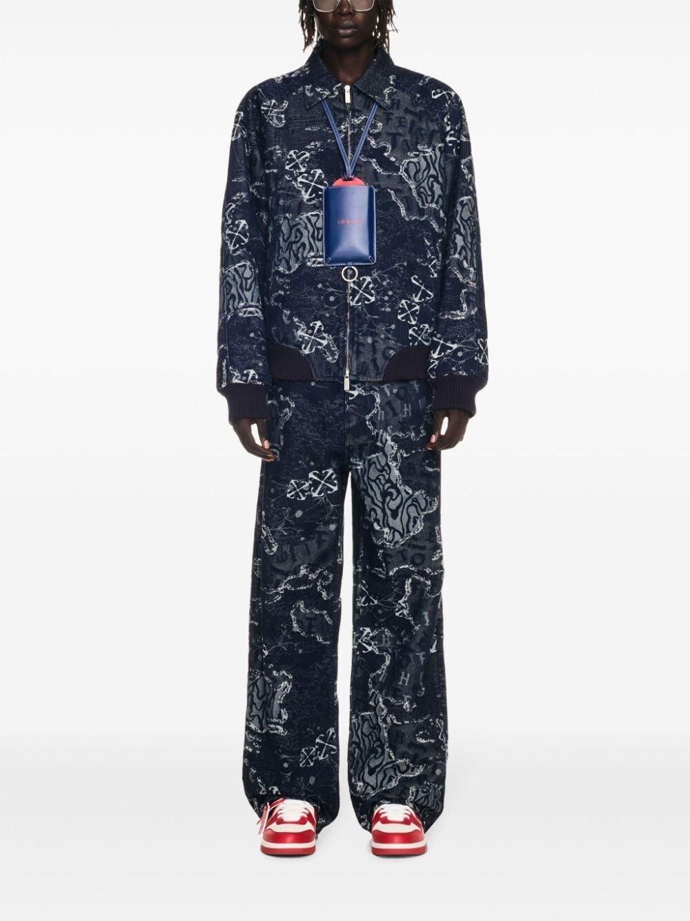 Off white `Camo` Denim Bomber Jacket Pezzi Unici