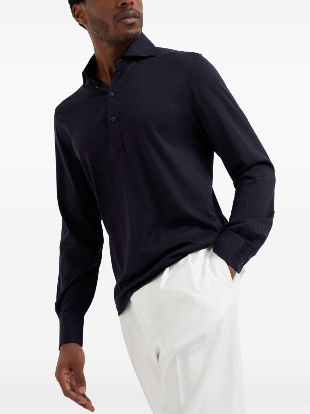Brunello cucinelli Long Sleeve Polo With Shirt-Style Collar Negozio
