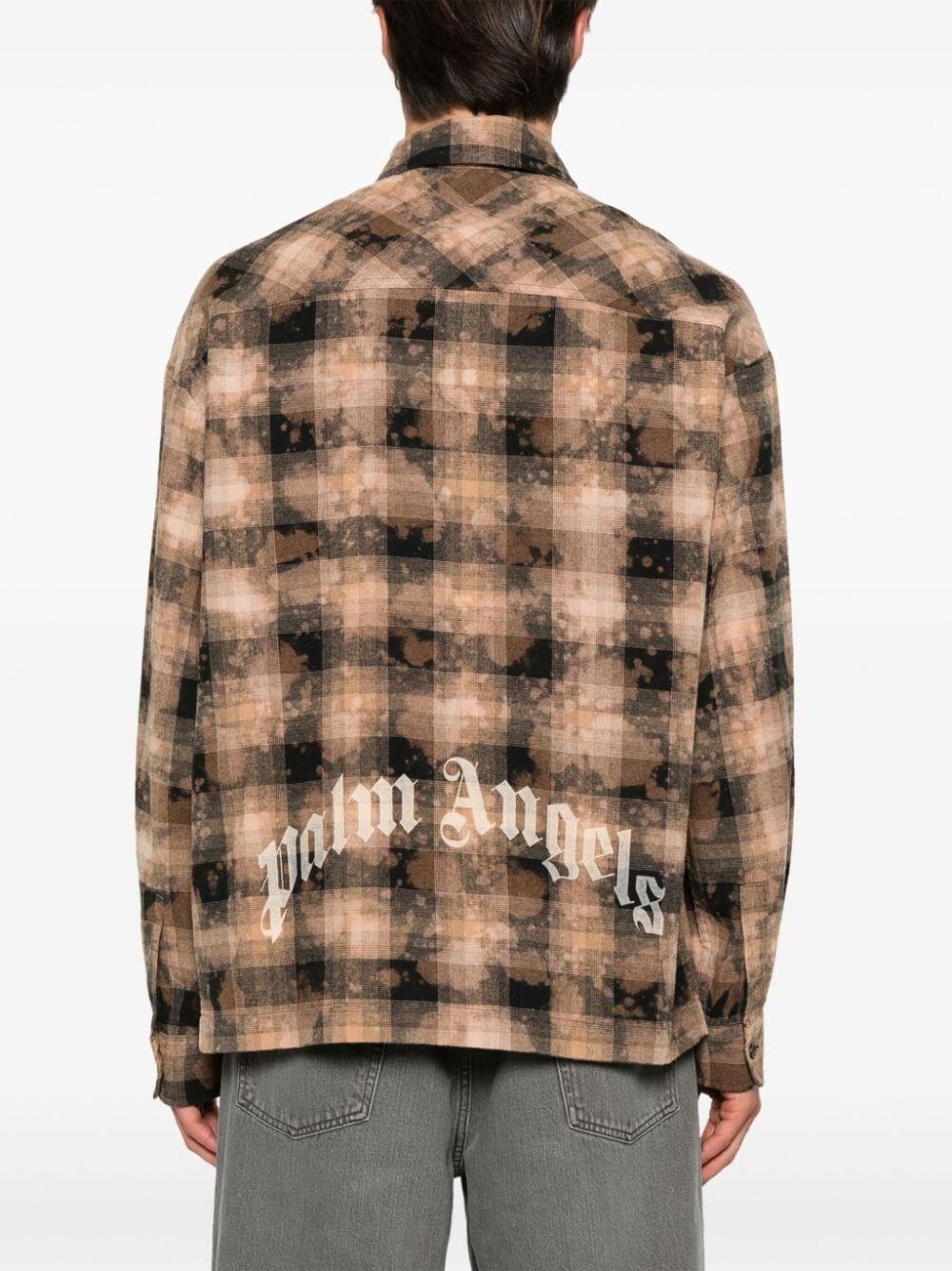 Palm angels `Curved Logo` Check Shirt In Saldo