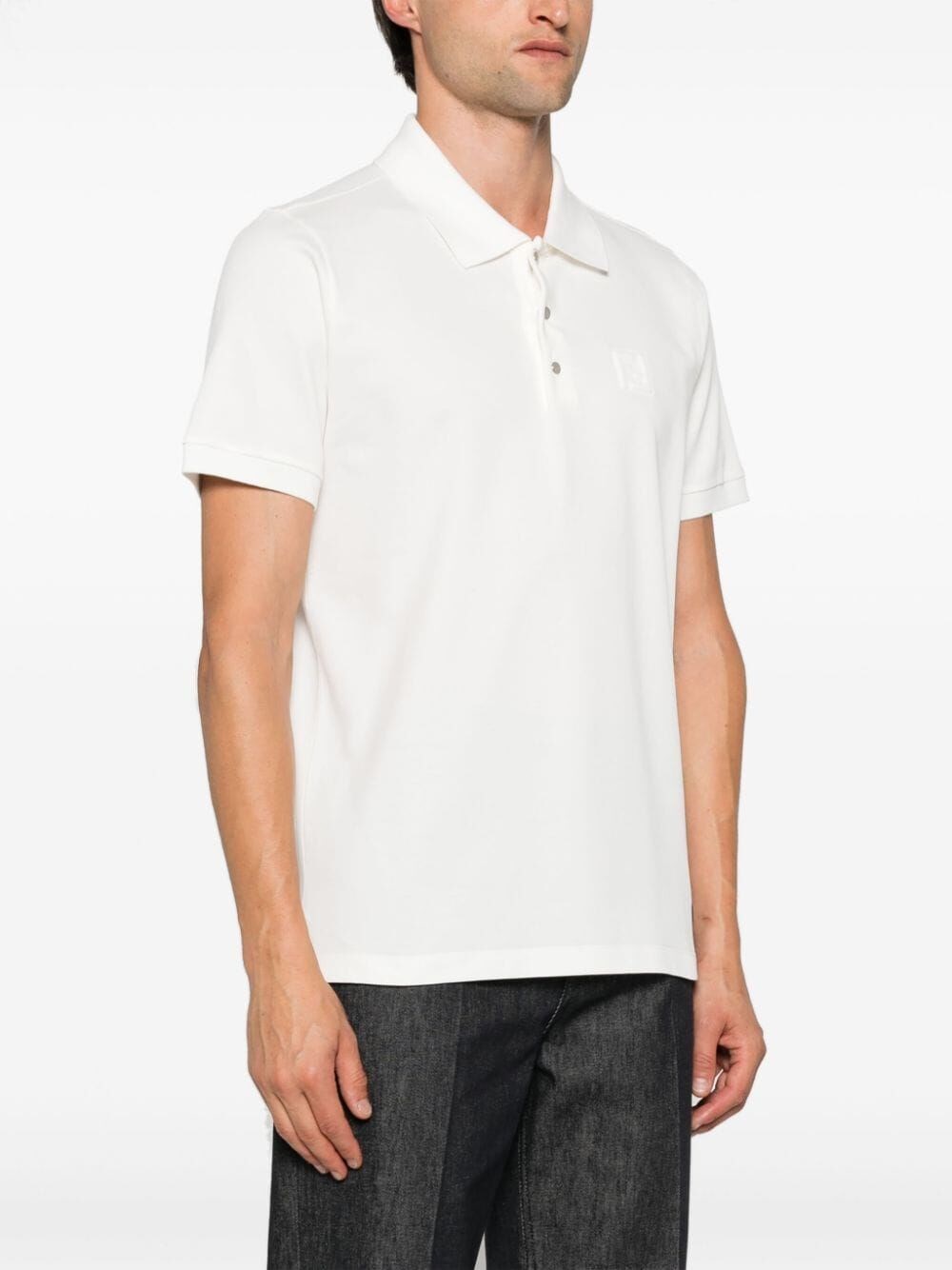 Fendi `FF` Embossed Polo Shirt In Saldo