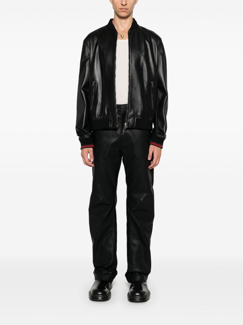 Gucci Leather Bomber Jacket Fino al 65% di sconto