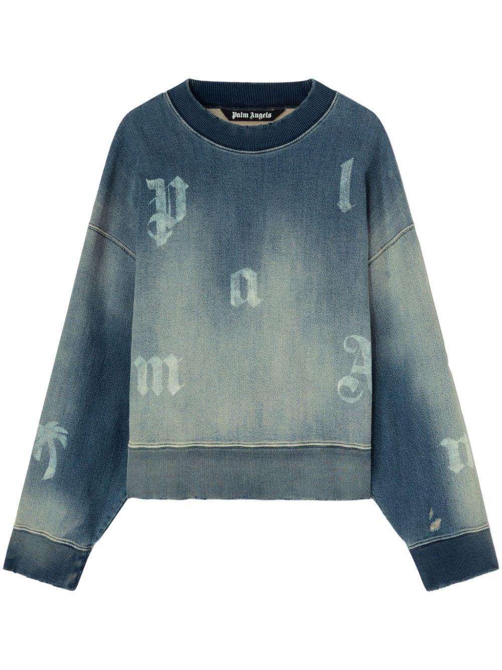 Palm angels `Logo Washed` Crew-Neck Sweatshirt Offerta natalizia