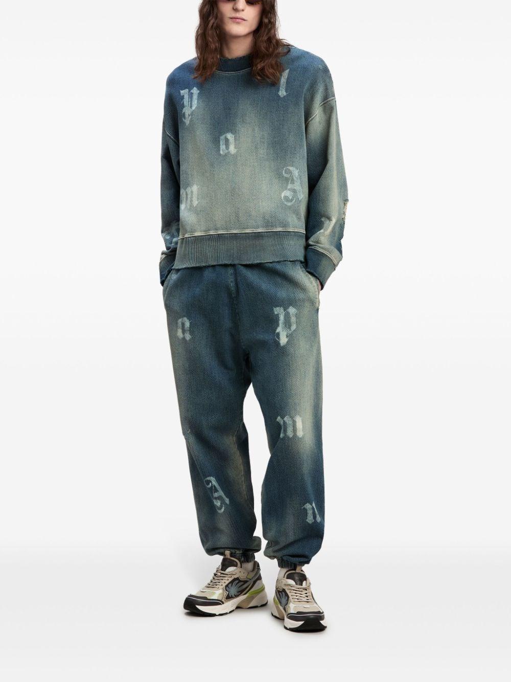 Palm angels `Logo Washed` Crew-Neck Sweatshirt Offerta natalizia