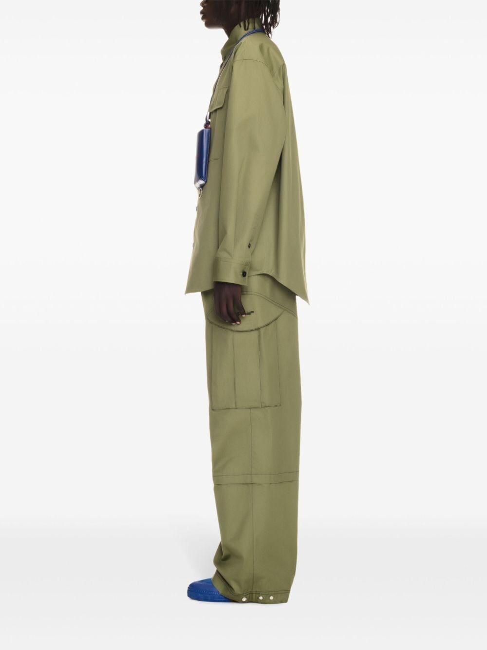 Off white `Ow Emb Cot Milit` Overshirt Vendita Calda