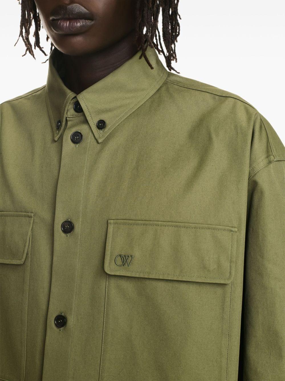 Off white `Ow Emb Cot Milit` Overshirt Vendita Calda