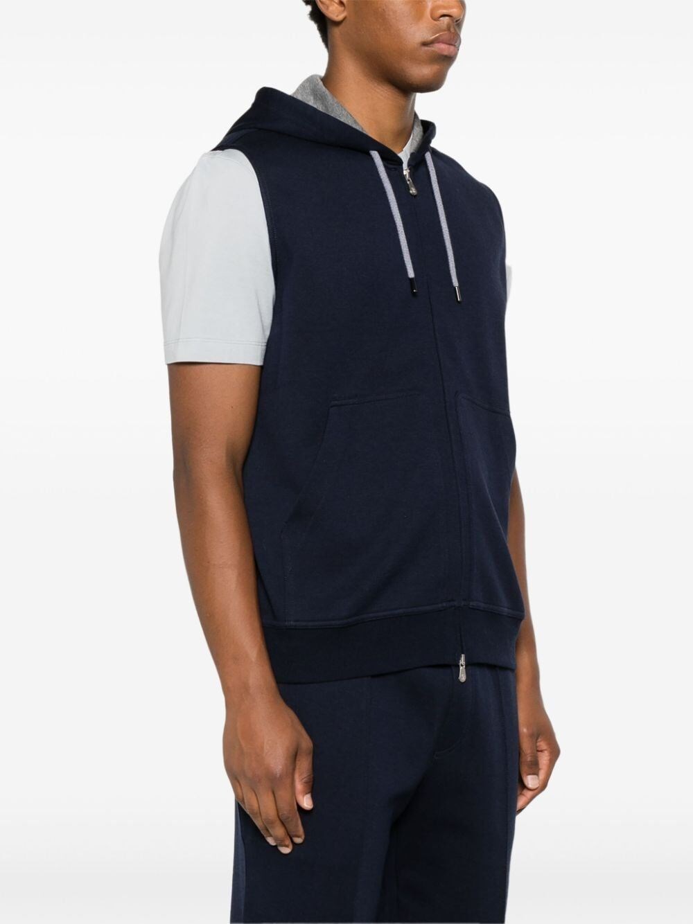 Brunello cucinelli Sleeveless Sweatshirt With Zipper And Hood Negozio