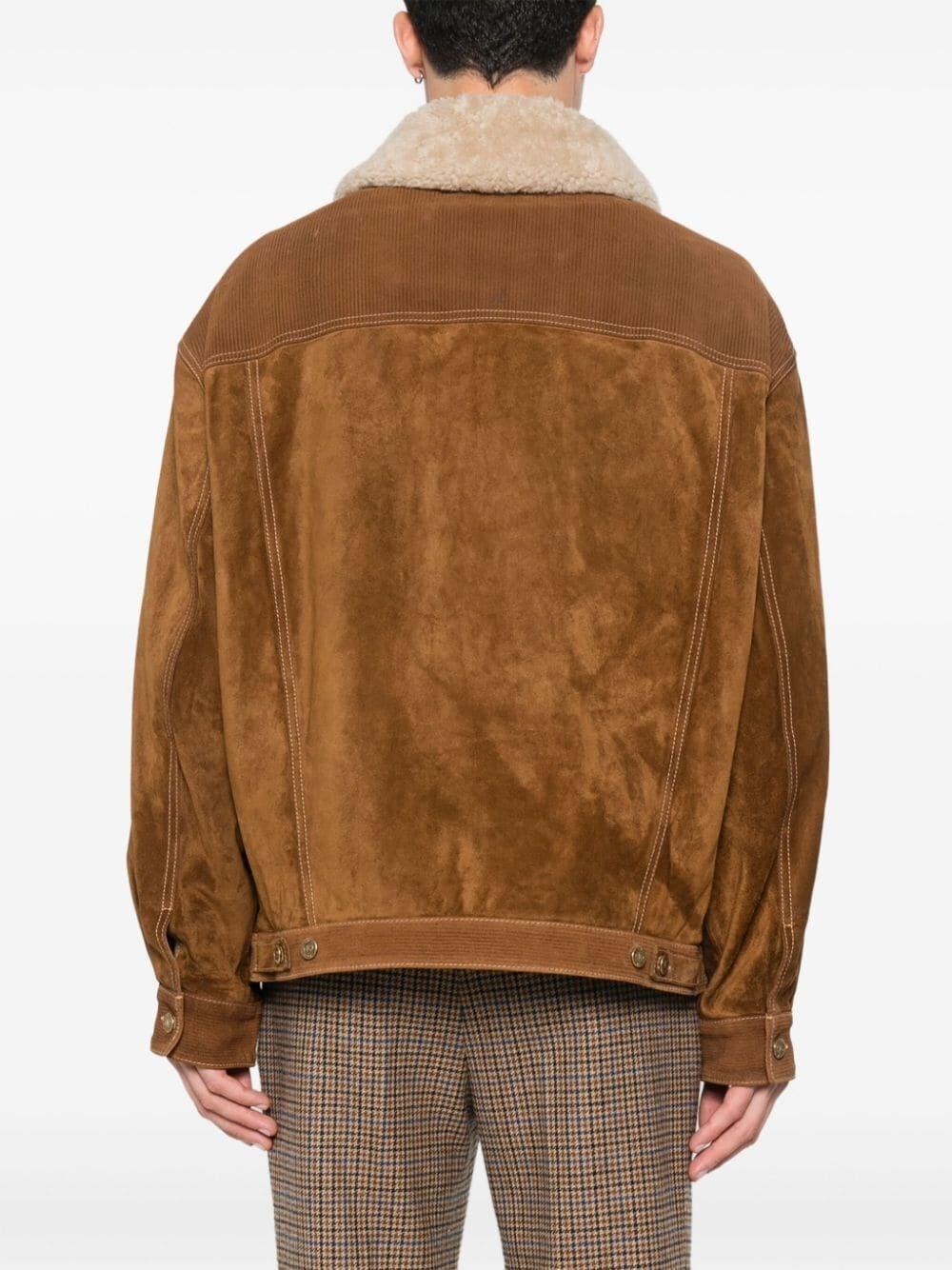 Golden goose `Journey` Leather Jacket With Corduroy Aspect Details Moda