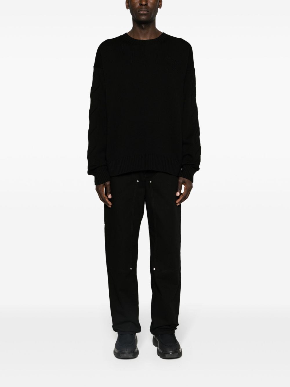 Off white `3D Diag` Knit Crew-Neck Sweater Grande vendita