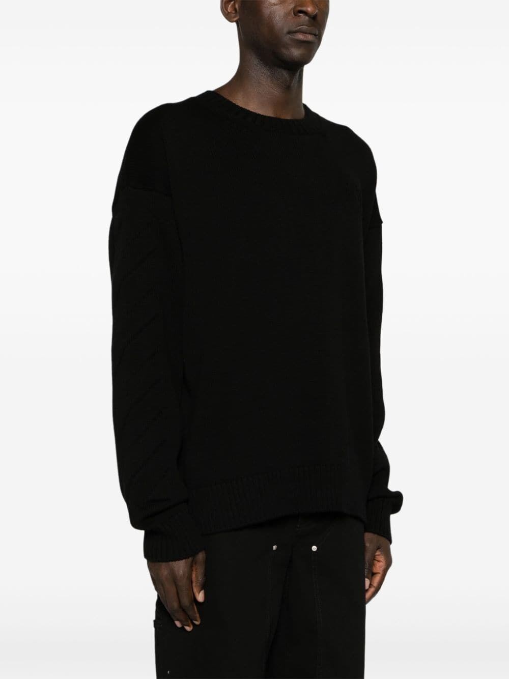 Off white `3D Diag` Knit Crew-Neck Sweater Grande vendita