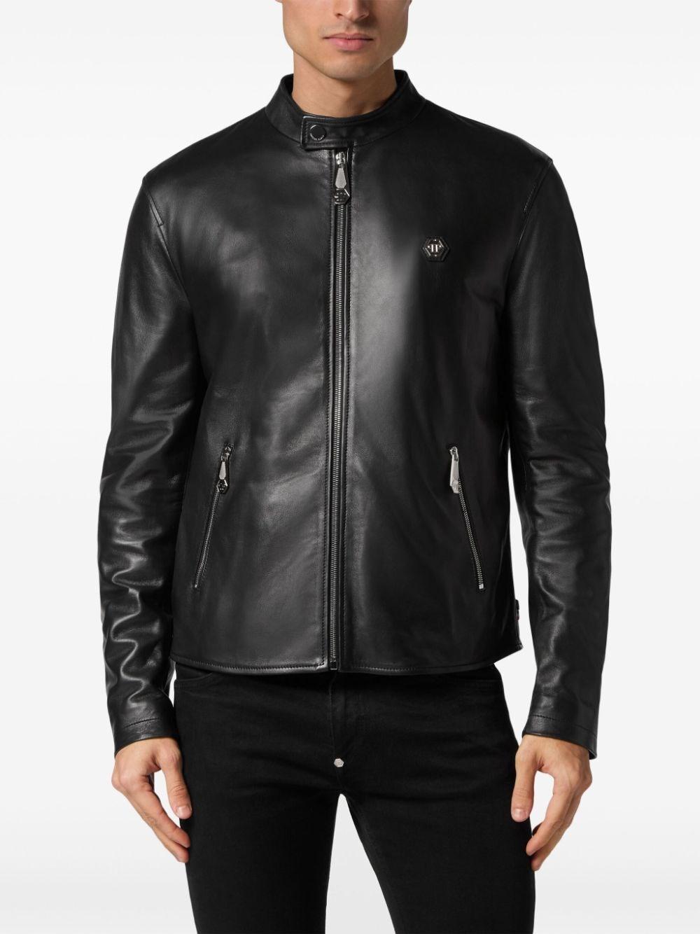 Philipp plein Leather Jacket Sconti VIP