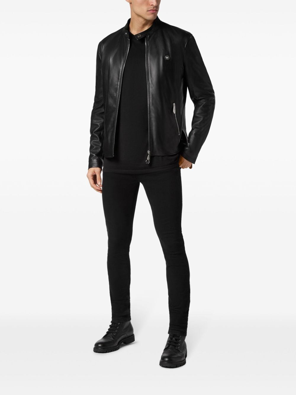 Philipp plein Leather Jacket Sconti VIP