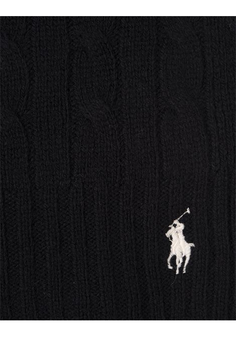 RALPH LAUREN Sciarpa In Lana e Cashmere a Trecce Nera - RALPH LAUREN Shopping Online