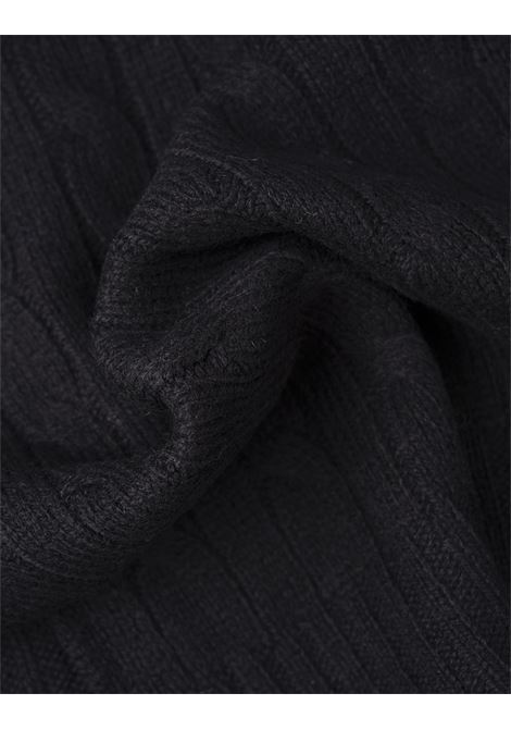 RALPH LAUREN Sciarpa In Lana e Cashmere a Trecce Nera - RALPH LAUREN Shopping Online