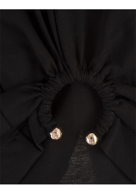 RABANNE T-Shirt Crop Nera Con Dettaglio Anello Laterale - RABANNE Vendita Calda