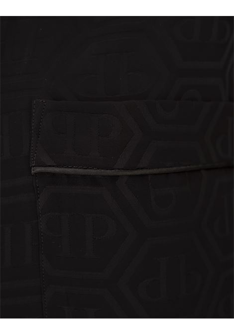 PHILIPP PLEIN Camicia Stile Pigiama Monogram Nera - PHILIPP PLEIN Saldi Di Fabbrica
