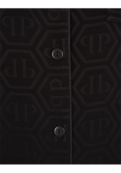 PHILIPP PLEIN Camicia Stile Pigiama Monogram Nera - PHILIPP PLEIN Saldi Di Fabbrica
