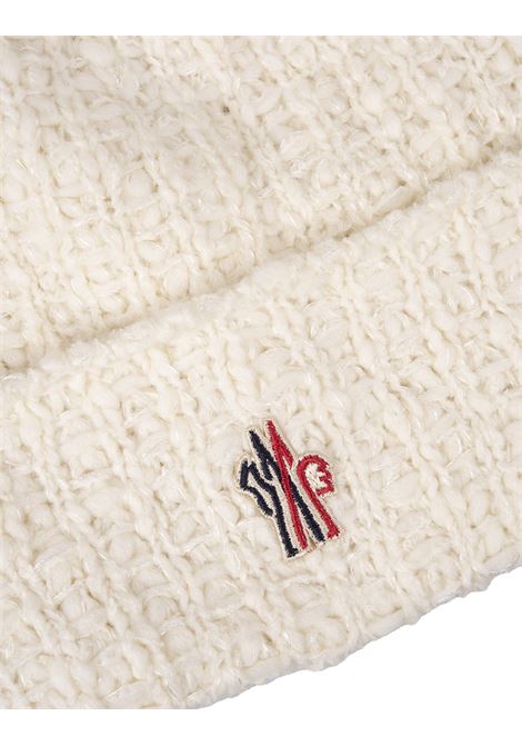 MONCLER GRENOBLE Berretto In Maglia Bianca Con Logo e Pompon - MONCLER GRENOBLE Negozio