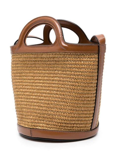 MARNI Borsa Tropicalia Piccola In Pelle Marrone e Rafia Naturale - MARNI Offerta Anniversario