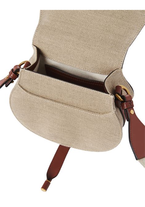 CHLOÉ Borsa Saddle Piccola Marcie In Lino e Pelle Marrone - CHLOÉ Acquista Ora