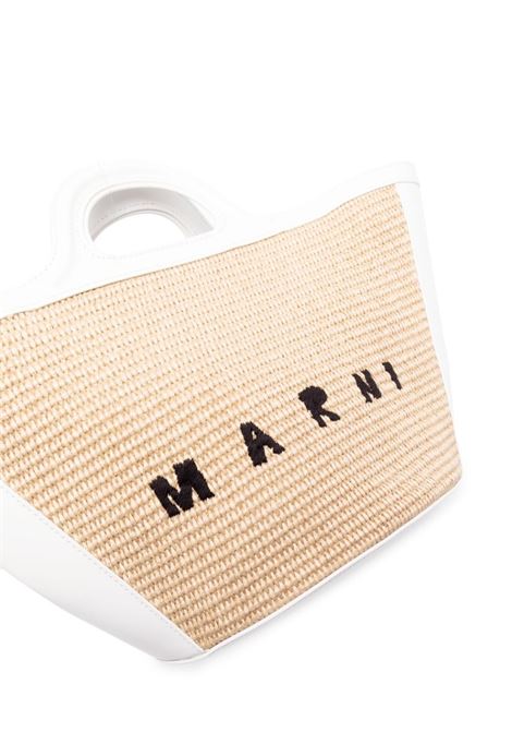 MARNI Borsa Tropicalia Summer Piccola In Pelle Bianca e Rafia Naturale - MARNI Shopping Online