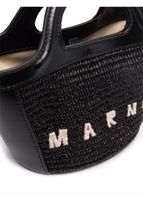 MARNI Borsa Tropicalia Summer Micro Nera In Pelle e Rafia - MARNI Affare Del Giorno