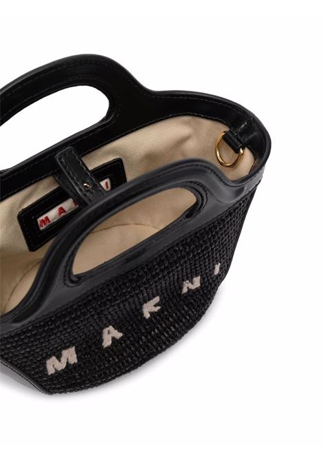 MARNI Borsa Tropicalia Summer Micro Nera In Pelle e Rafia - MARNI Affare Del Giorno