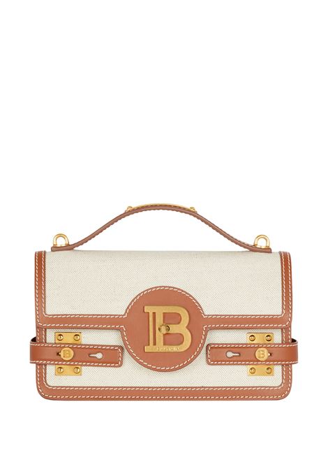BALMAIN Borsa B-Buzz In Tela e Pelle Marrone Chiaro - BALMAIN Prezzo Ridotto