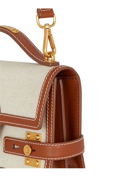 BALMAIN Borsa B-Buzz In Tela e Pelle Marrone Chiaro - BALMAIN Prezzo Ridotto